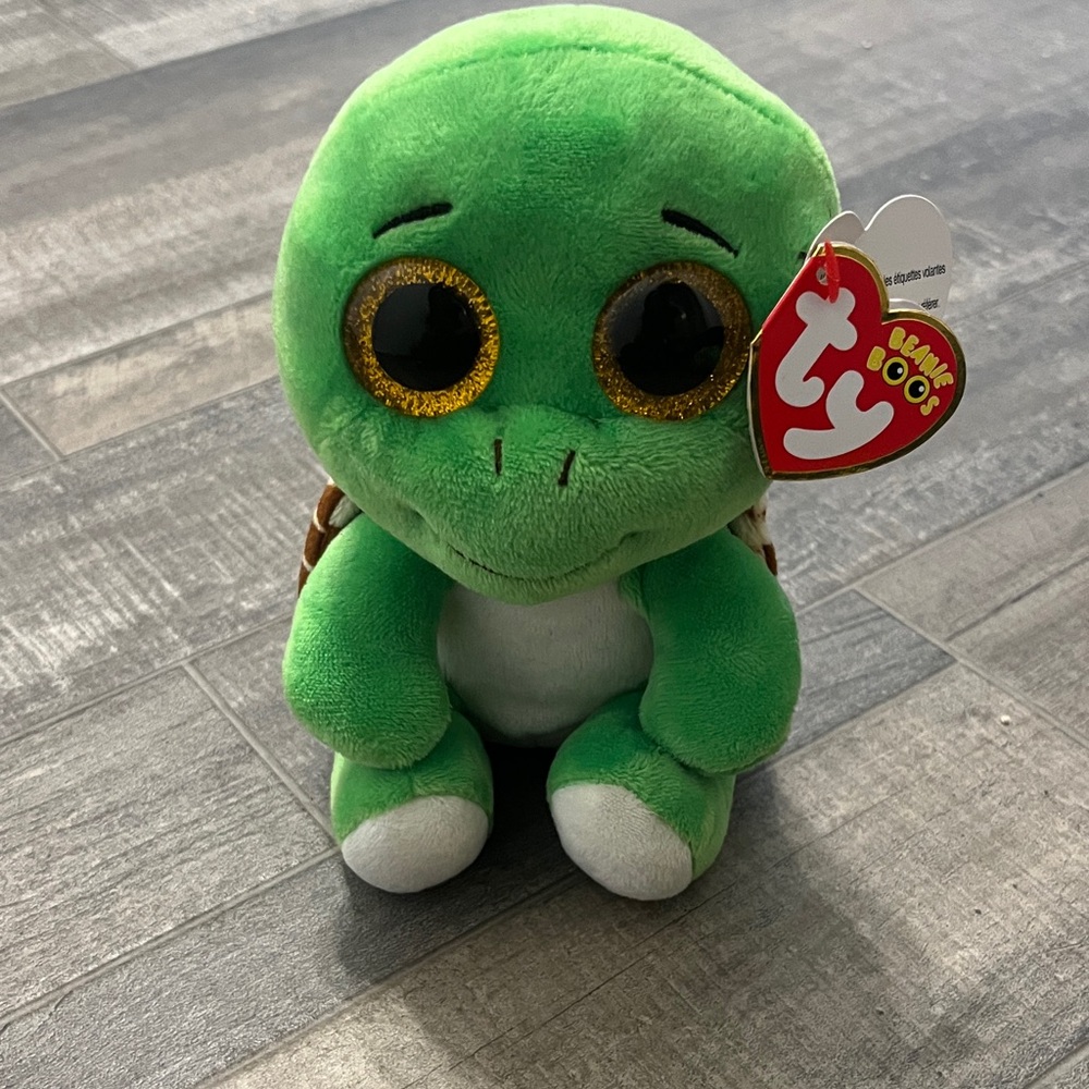Ty Green and White Turtle Plush